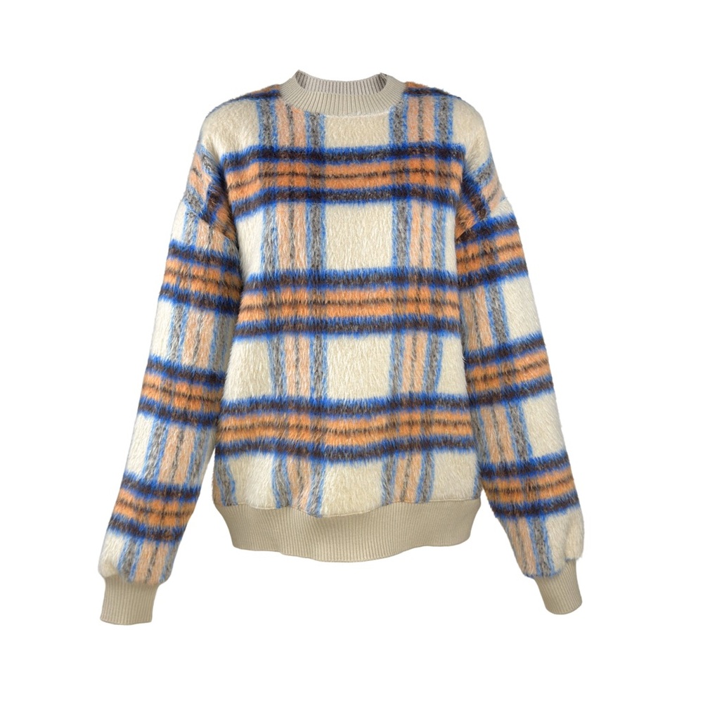 SOURCE UNKNOWN Checker Wool-Blend Oversized Sweatshirt